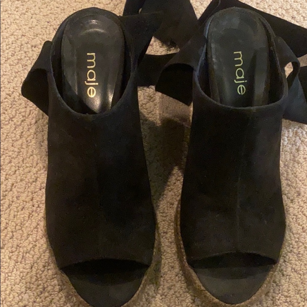 Maje wedges size 38 black suede